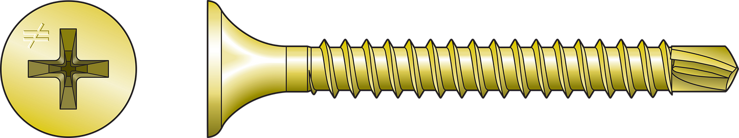 Simpson Strong-Tie DWFSD238PS DWFSD Drywall-to-CFS Screw (Collated) — #8 x 2-3/8 in. #2 Phillips, Yellow Zinc (1500-Qty)