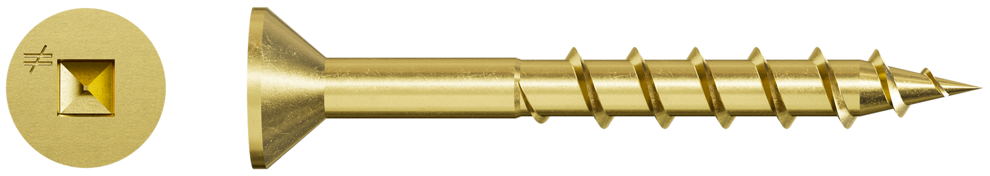 Simpson Strong-Tie WSC112S WSC Wood Screw (Collated) — #8 x 1-1/2 in. #2 Square, Flat Head, Yellow Zinc (2000-Qty) (Pack of 100)