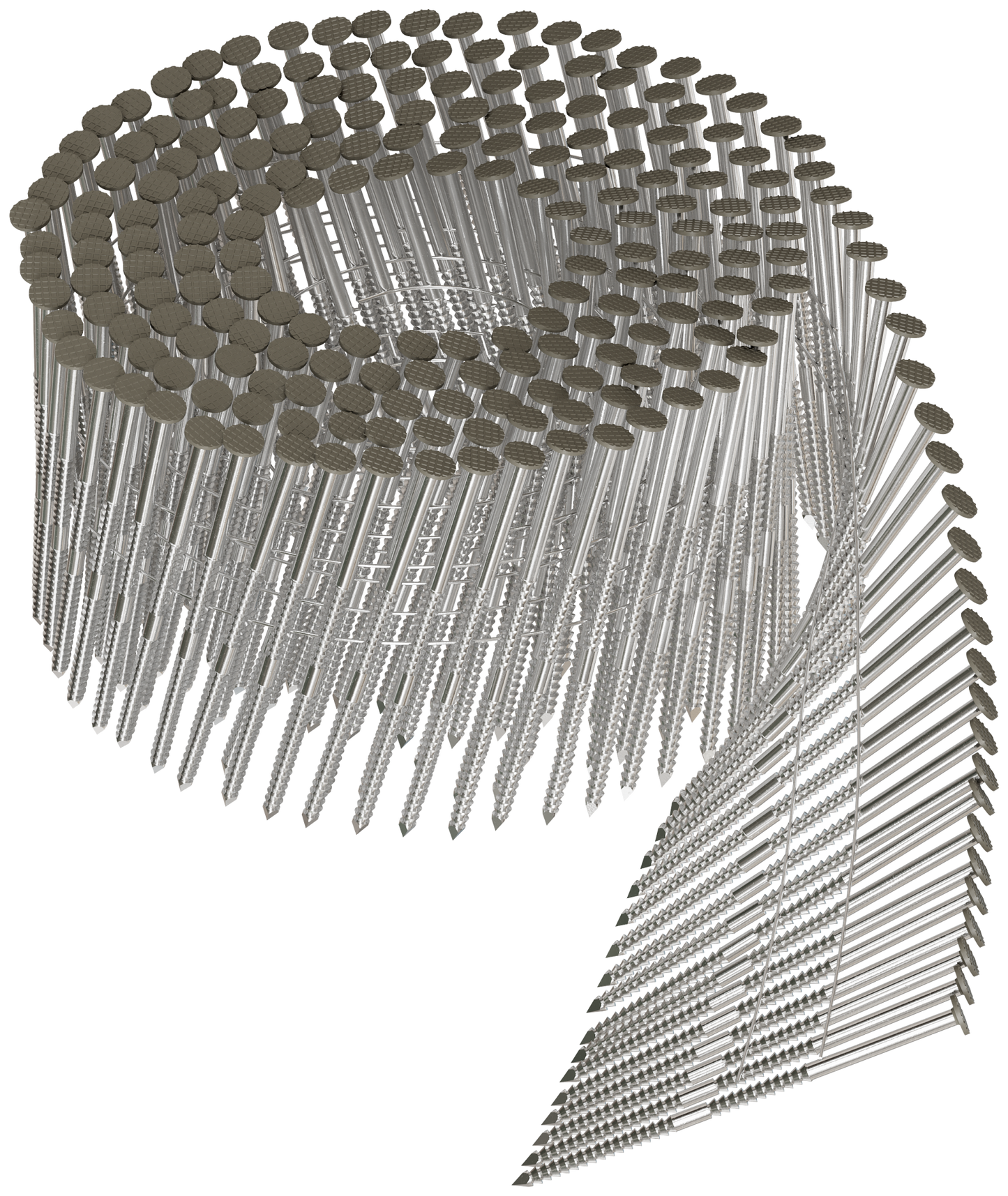 Simpson Strong-Tie S13A250CCG 15° Wire Coil, Painted Full Round Head, Ring-Shank Nail — 2-1/2 in. x .092 in. Type 304, Gray (3600-Qty)
