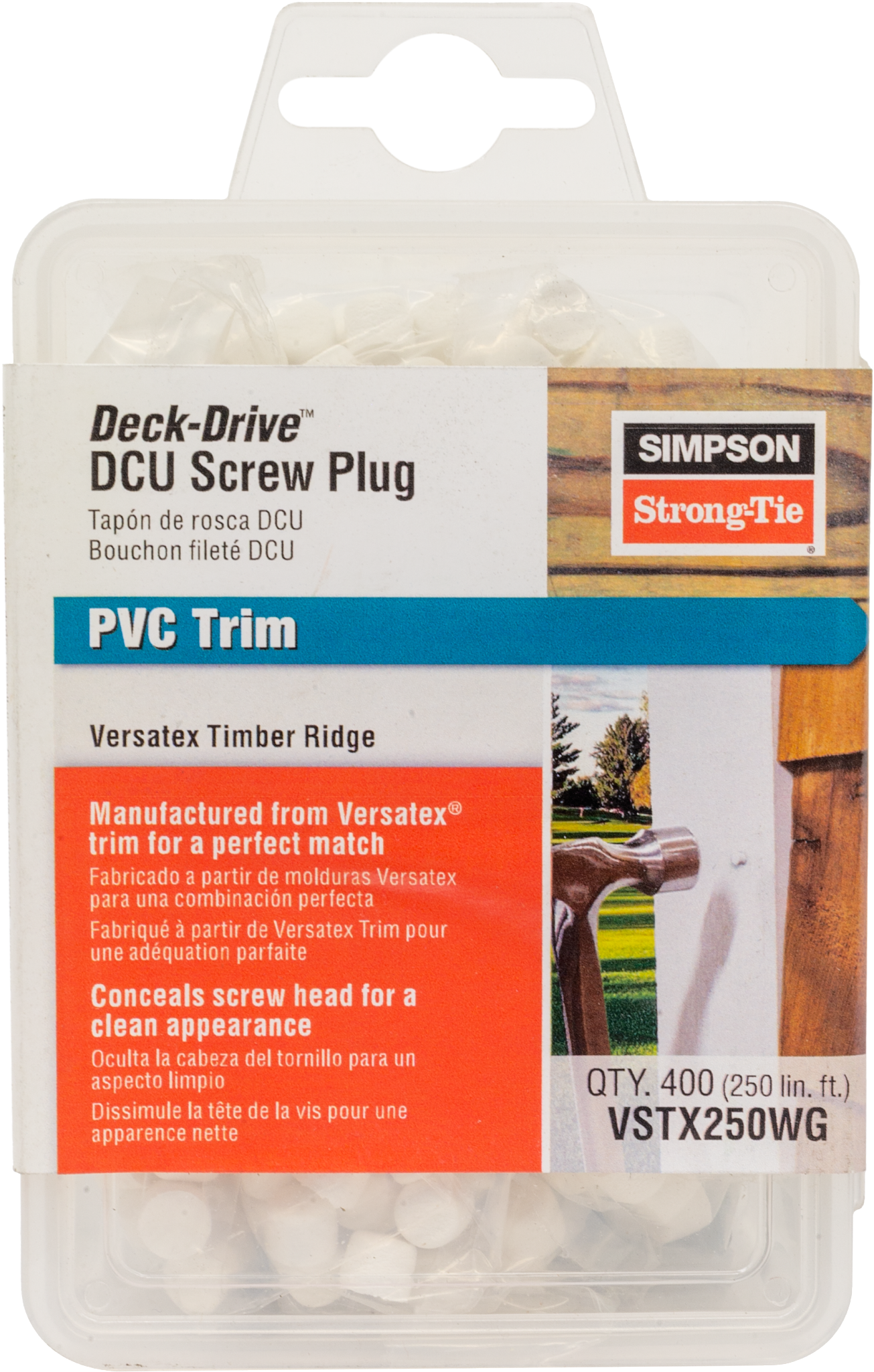 Simpson Strong-Tie VSTX250WG Deck-Drive™ DCU Screw Plug — Versatex Timber Ridge (400-Qty) (Pack of 600)