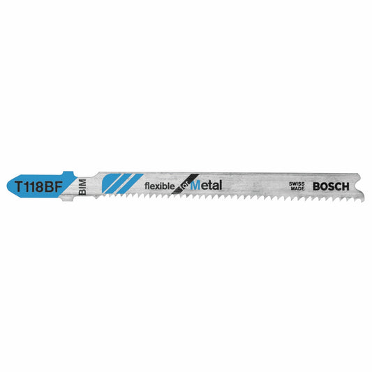 BOSCH T118BF 5 pc. 3-5/8 In. 11-14 TPI Flexible for Metal T-Shank Jig Saw Blades