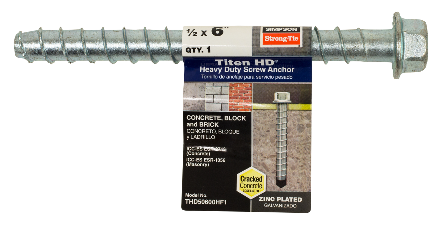 Simpson Strong-Tie THD50600HF1 Titen HD® 1/2 in. x 6 in. Heavy-Duty Screw Anchor (Pack of 5400)