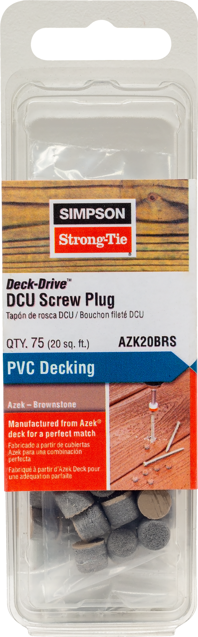 Simpson Strong-Tie AZK20BRS Deck-Drive™ DCU Screw Plug — Azek Brownstone (75-Qty)