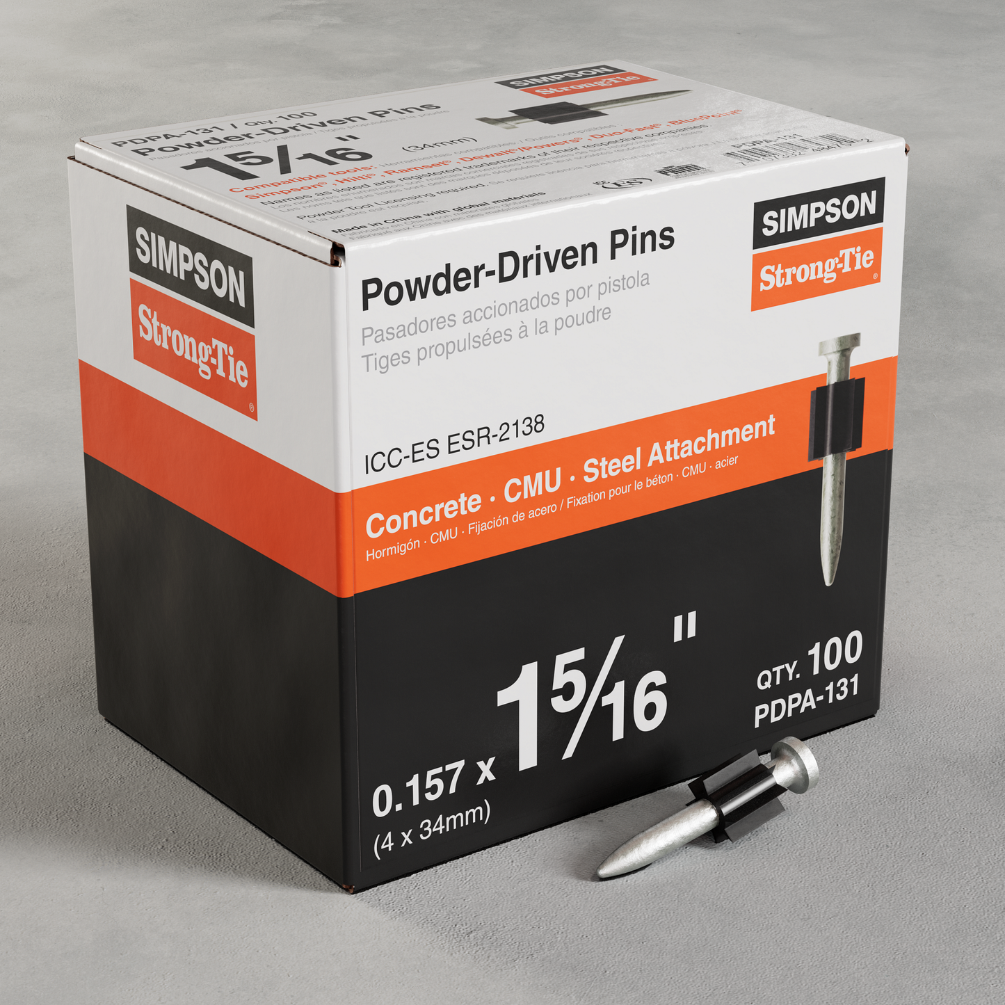 Simpson Strong-Tie PDPA-131 PDPA .157 in. x 1-5/16 in. Powder-Actuated Pin (100-Qty)