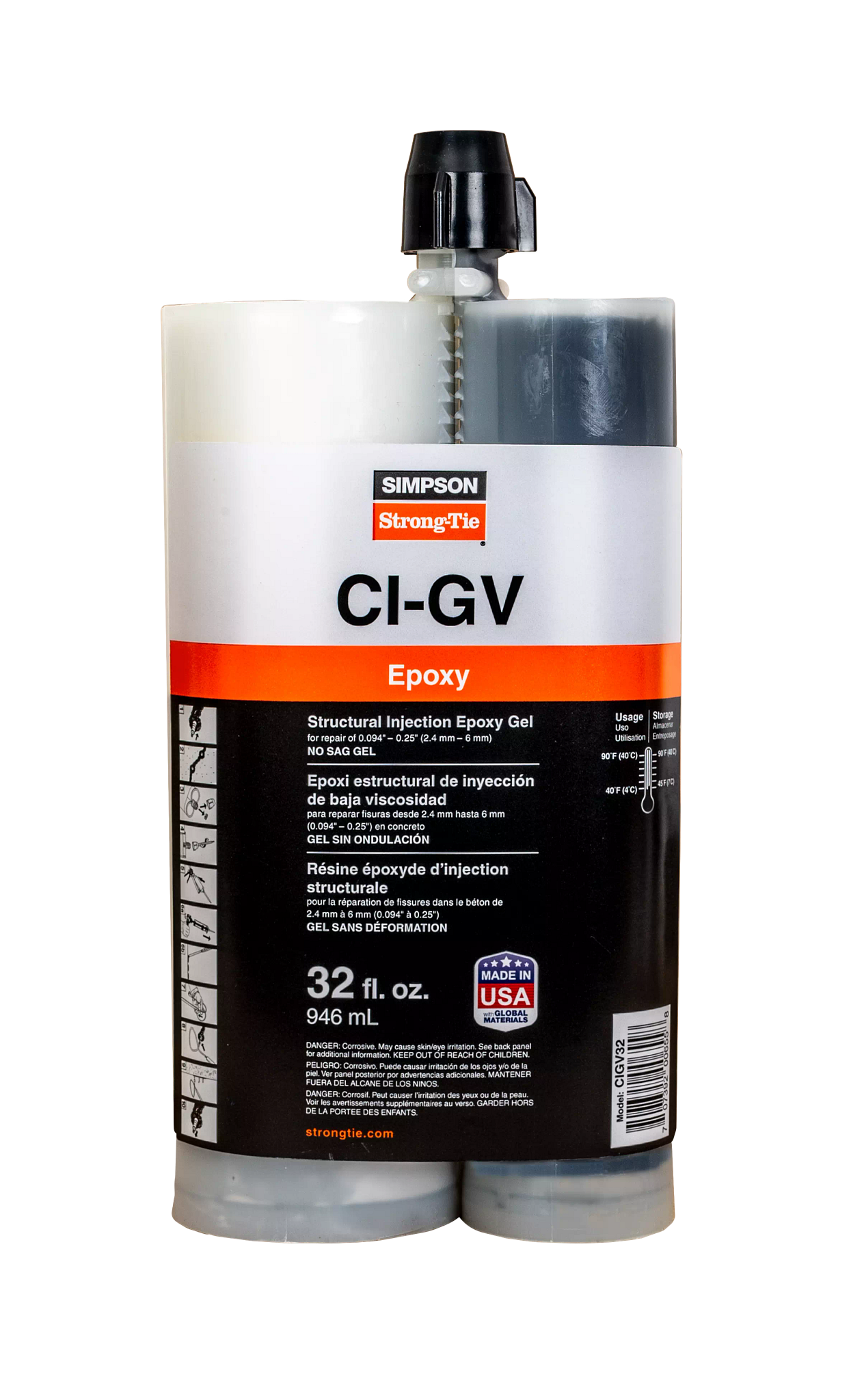 Simpson Strong-Tie CIGV32 CI-GV™ Structural Injection Epoxy Gel (32 oz.) (Pack of 5)