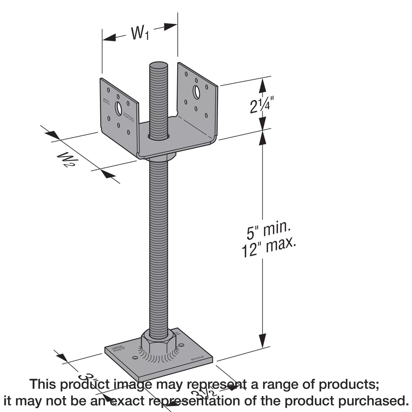 Simpson Strong-Tie PPBF44 PPBF™ Adjustable Porch Post Base for 4x4