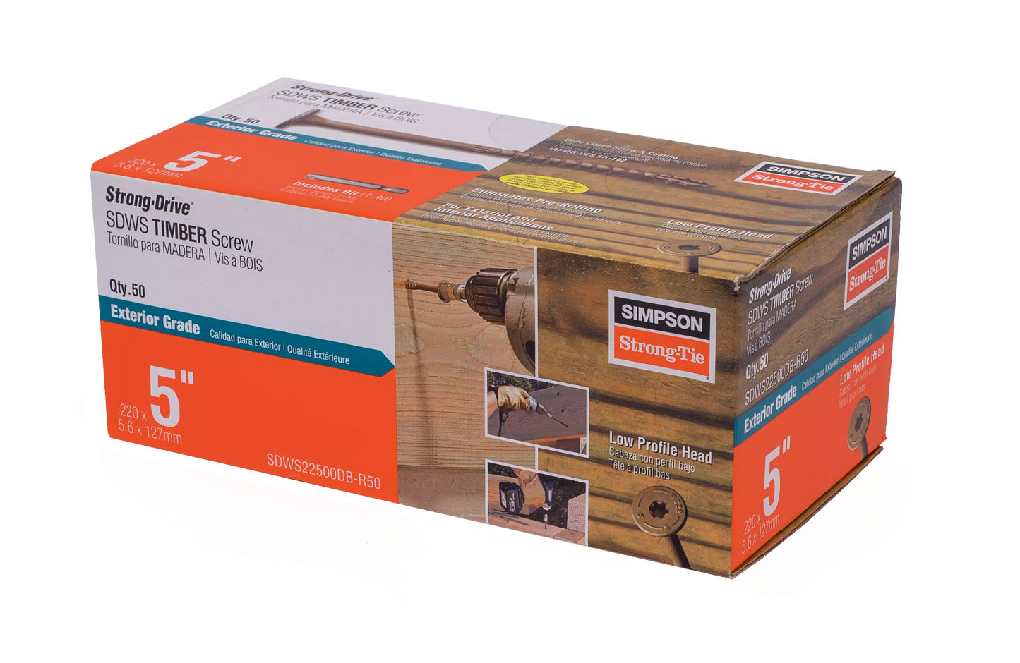 Simpson Strong-Tie SDWS22500DB-R50 Strong-Drive® SDWS™ TIMBER Screw (Exterior Grade) — 0.220 in. x 5 in. T40, Tan (50-Qty) (Pack of 6)