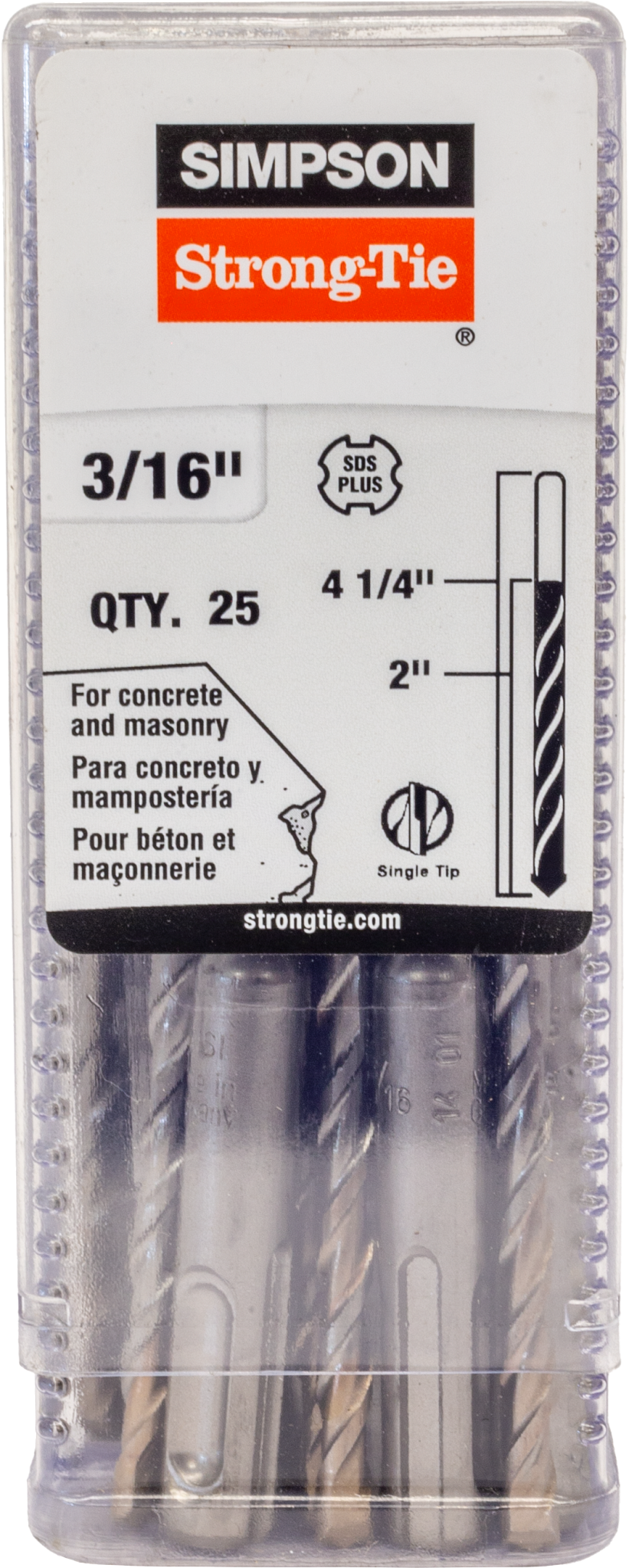 Simpson Strong-Tie MDPL01804-R25 3/16 in. x 4-1/4 in. SDS-plus® Shank Drill Bit (25-Qty)