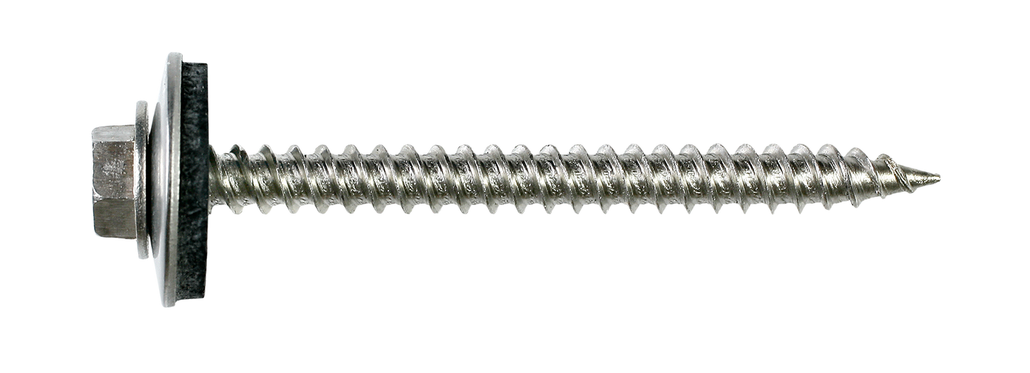 Simpson Strong-Tie T09150HWAC Metal-Panel Screw with EPDM Washer — #9 x 1-1/2 in. Hex Head, Type 316 (100-Qty) (Pack of 6)