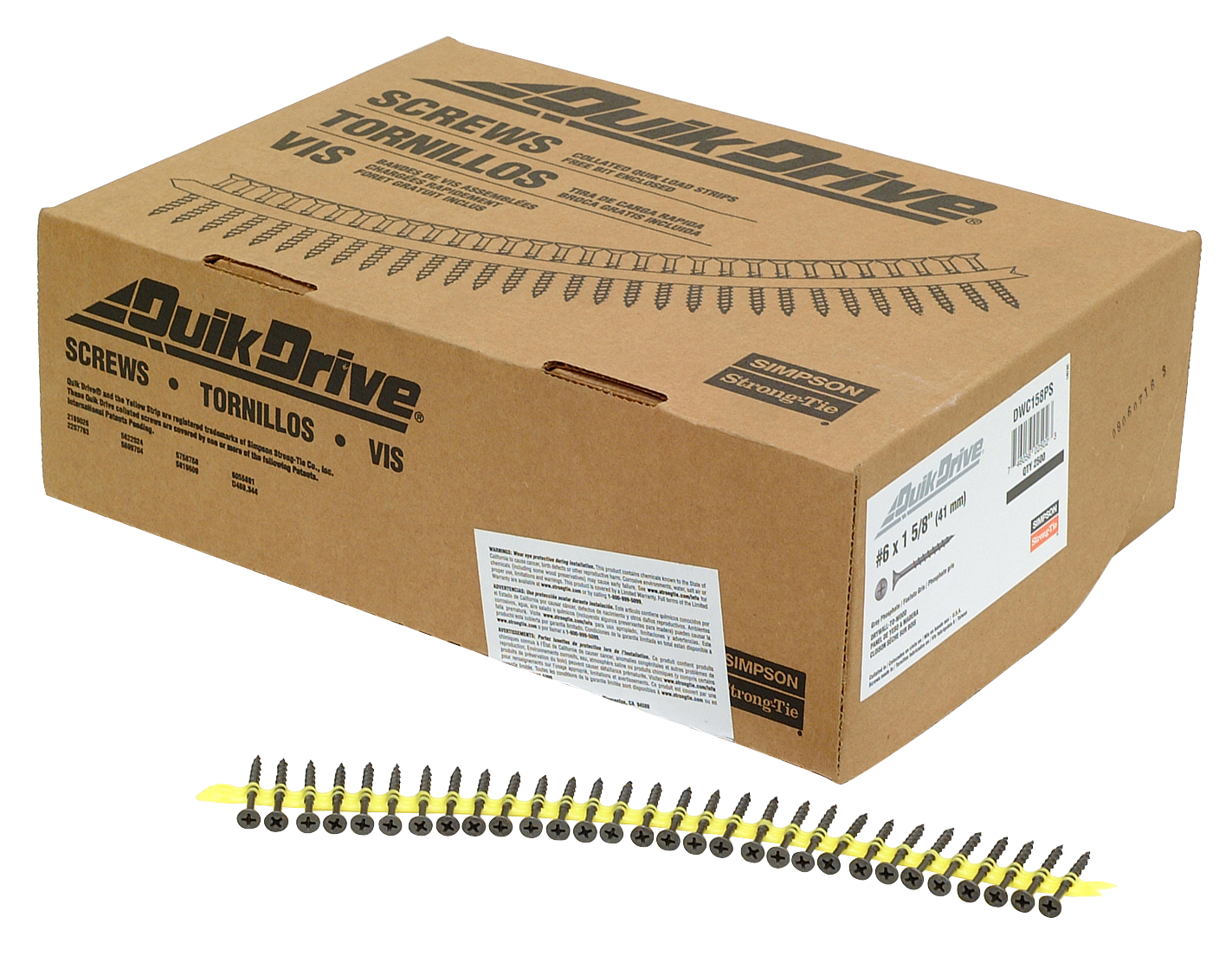 Simpson Strong-Tie DWC158PS DWC Drywall Screw (Collated) — #6 x 1-5/8 in. #2 Phillips Bugle-Head (2500-Qty)
