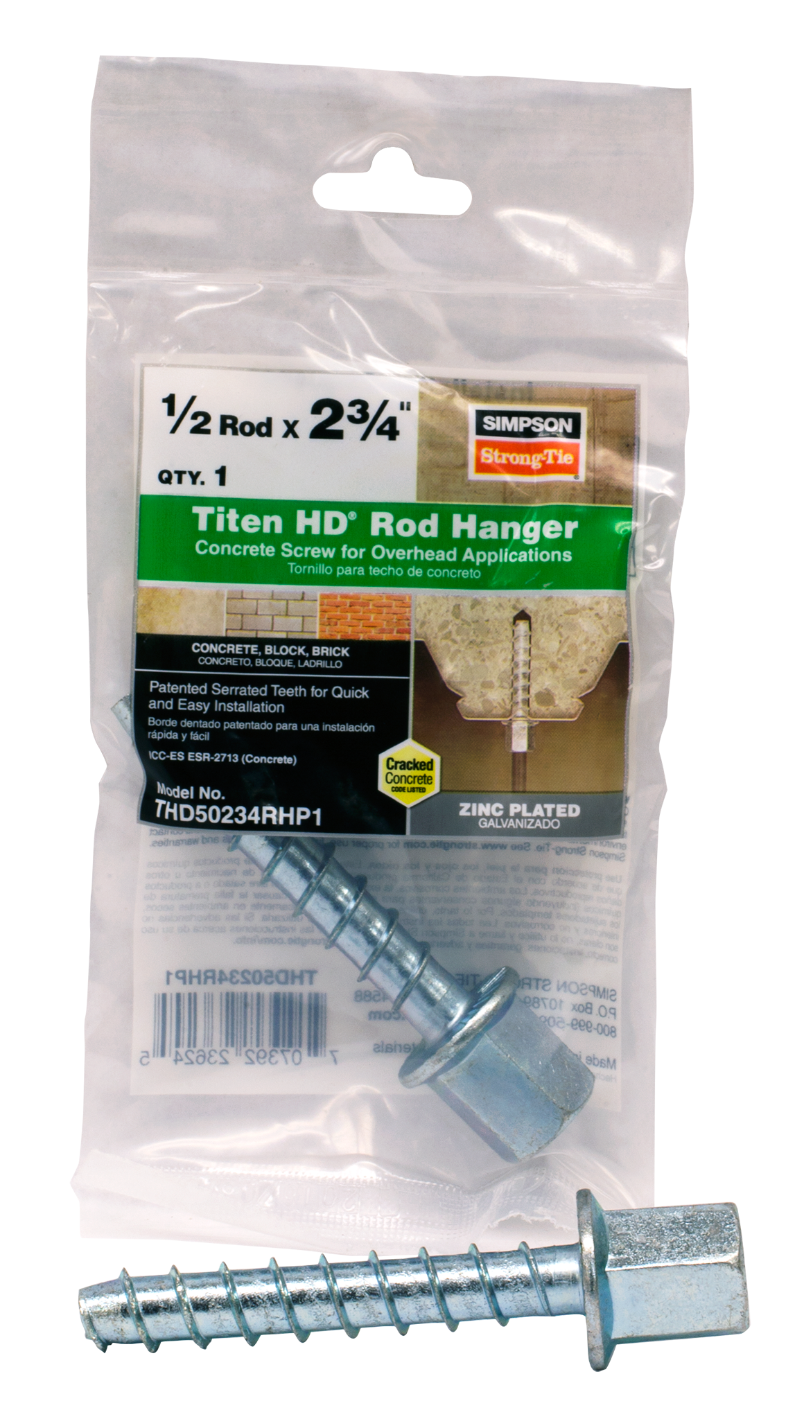 Simpson Strong-Tie THD50234RHP1 Titen HD® 3/8 in. x 2-3/4 in. Threaded Rod Hanger for 1/2 in. Rod (Pack of 15)