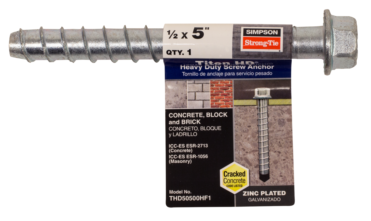Simpson Strong-Tie THD50500HF1 Titen HD® 1/2 in. x 5 in. Heavy-Duty Screw Anchor