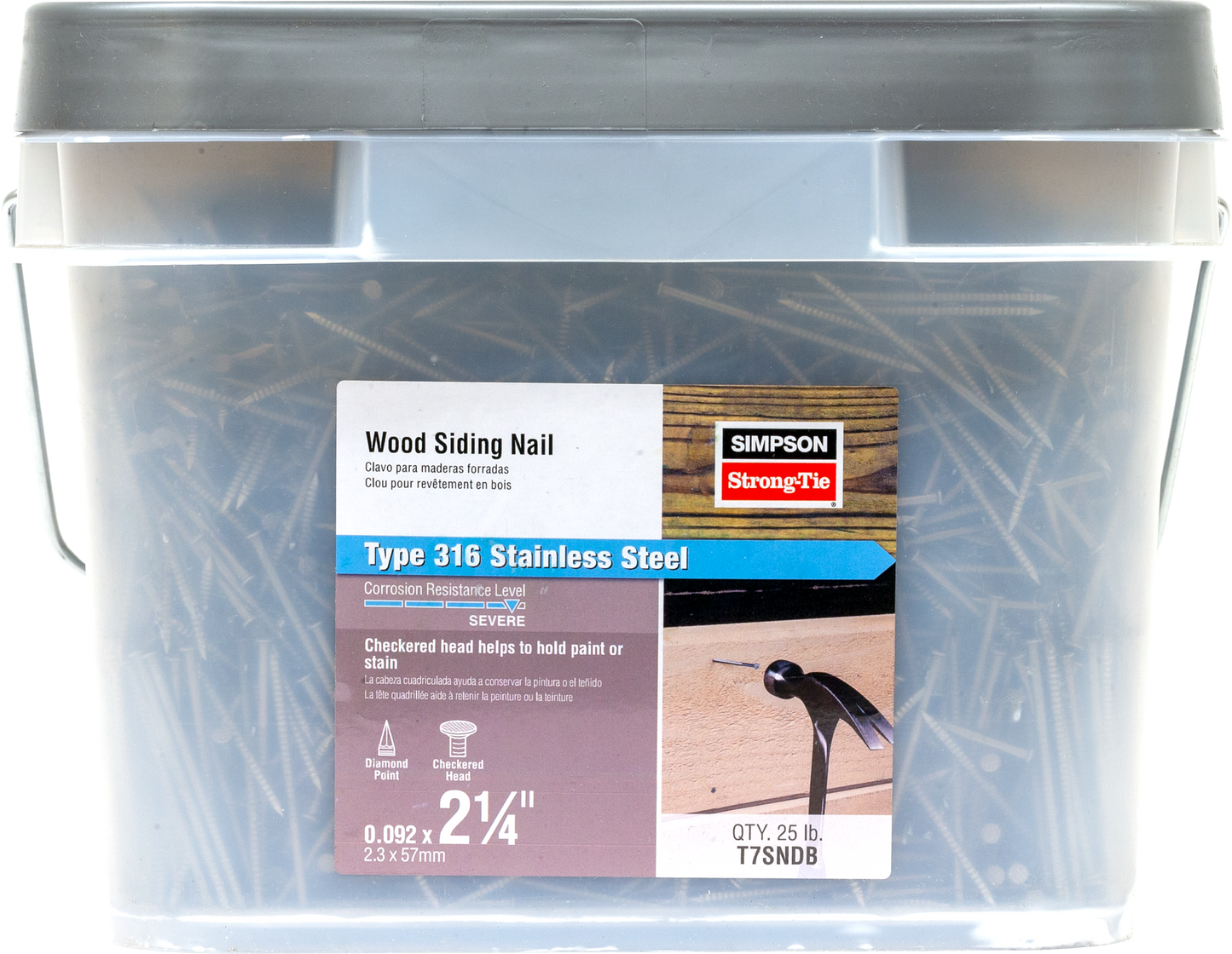 Simpson Strong-Tie T7SNDB Wood Siding Nail — 2-1/4-in. x .092-in. Type 316 Stainless Steel (25 lb.)