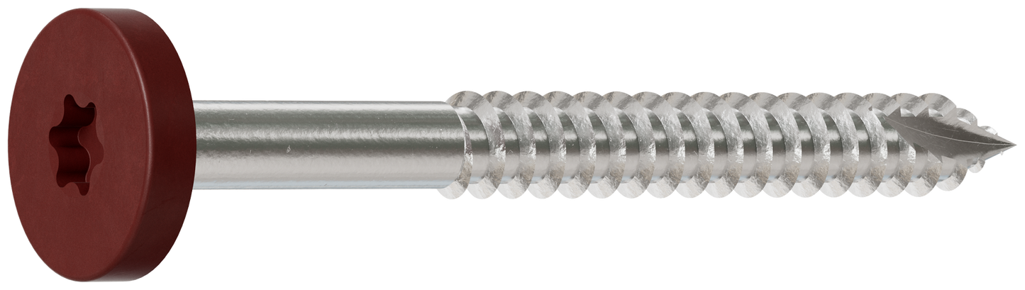 Simpson Strong-Tie T08175FS75RD01 Fascia Board Screw — #8 x 1-3/4 in. T-20 6-Lobe Pancake Head Type 316, Red 01 (75-Qty) (Pack of 5)