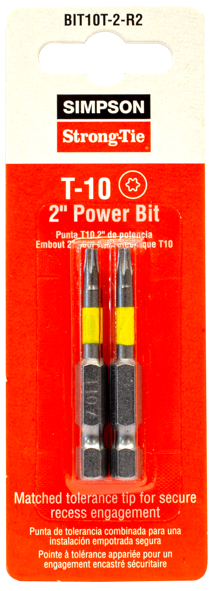 Simpson Strong-Tie BIT10T-2-R2 T10 6-Lobe-Drive 2-in. Power Bit (2-Qty)
