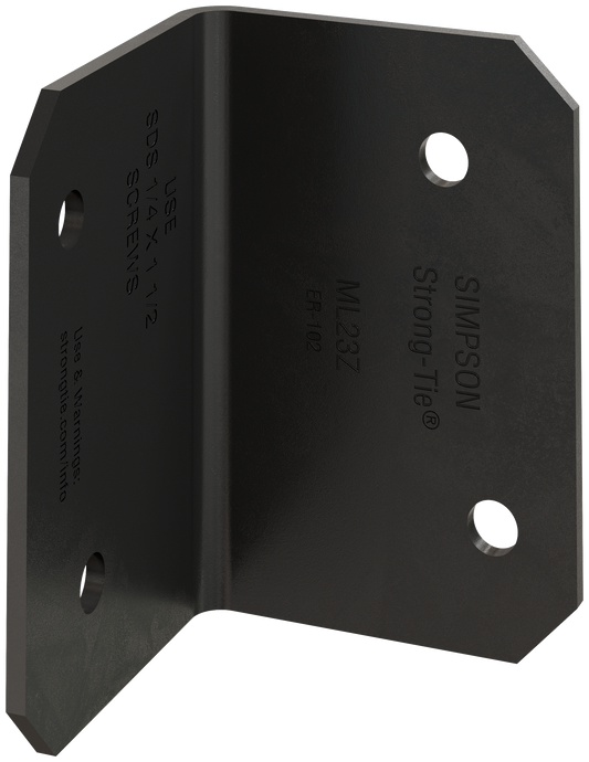 Simpson Strong-Tie ML23PC Outdoor Accents® MLPC 2 in. x 3 in. 12-Gauge ZMAX®, Black Powder-Coated Medium L Angle (Pack of 40)