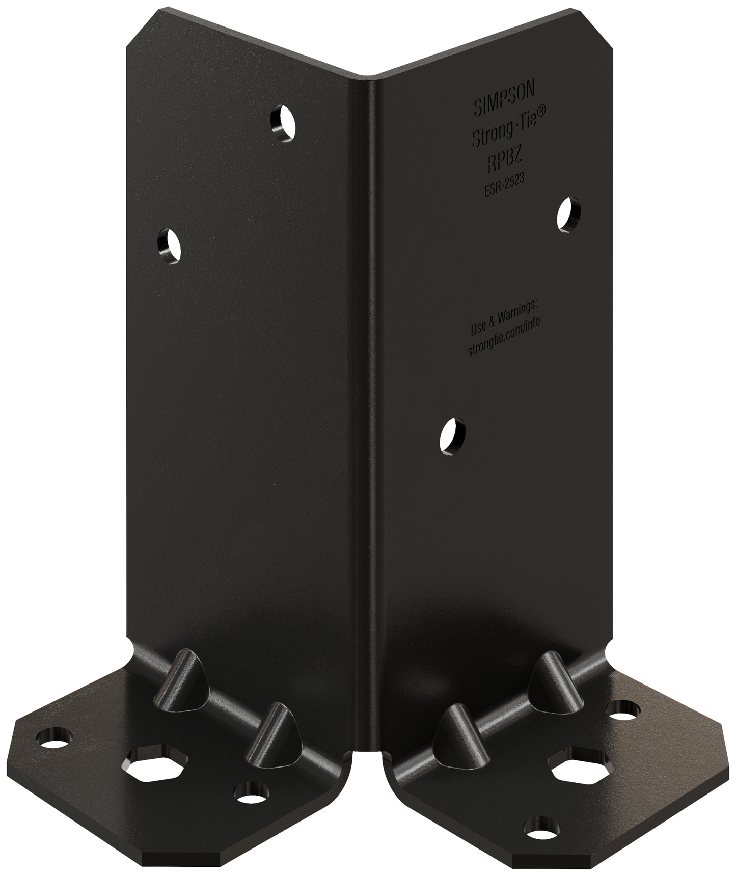 Simpson Strong-Tie RPBPC Outdoor Accents® RPBPC ZMAX®, Black Powder-Coated Retrofit Post Base for Double 2x4 (Pack of 12)