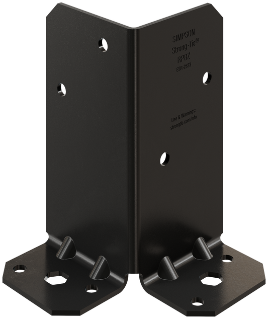 Simpson Strong-Tie RPBPC Outdoor Accents® RPBPC ZMAX®, Black Powder-Coated Retrofit Post Base for Double 2x4 (Pack of 12)