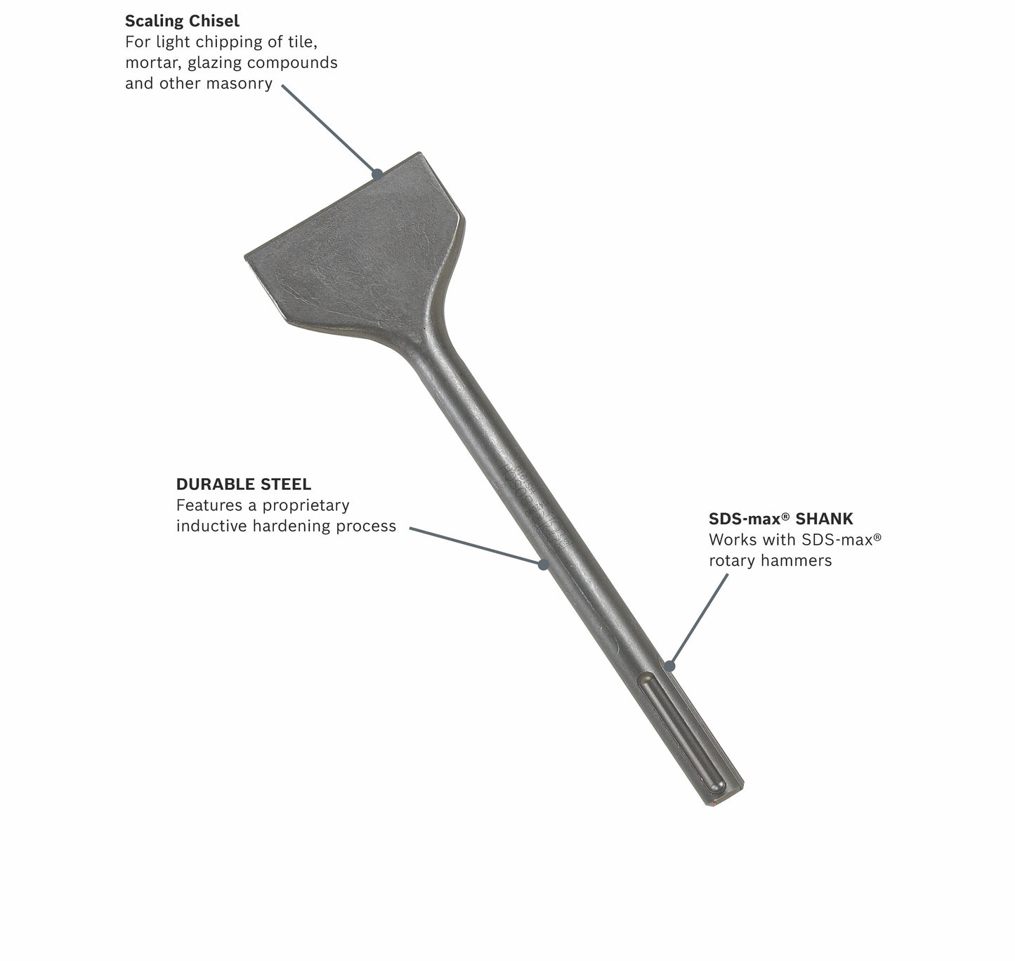 BOSCH HS1910 3 In. x 12 In. Scaling Chisel SDS-max® Hammer Steel
