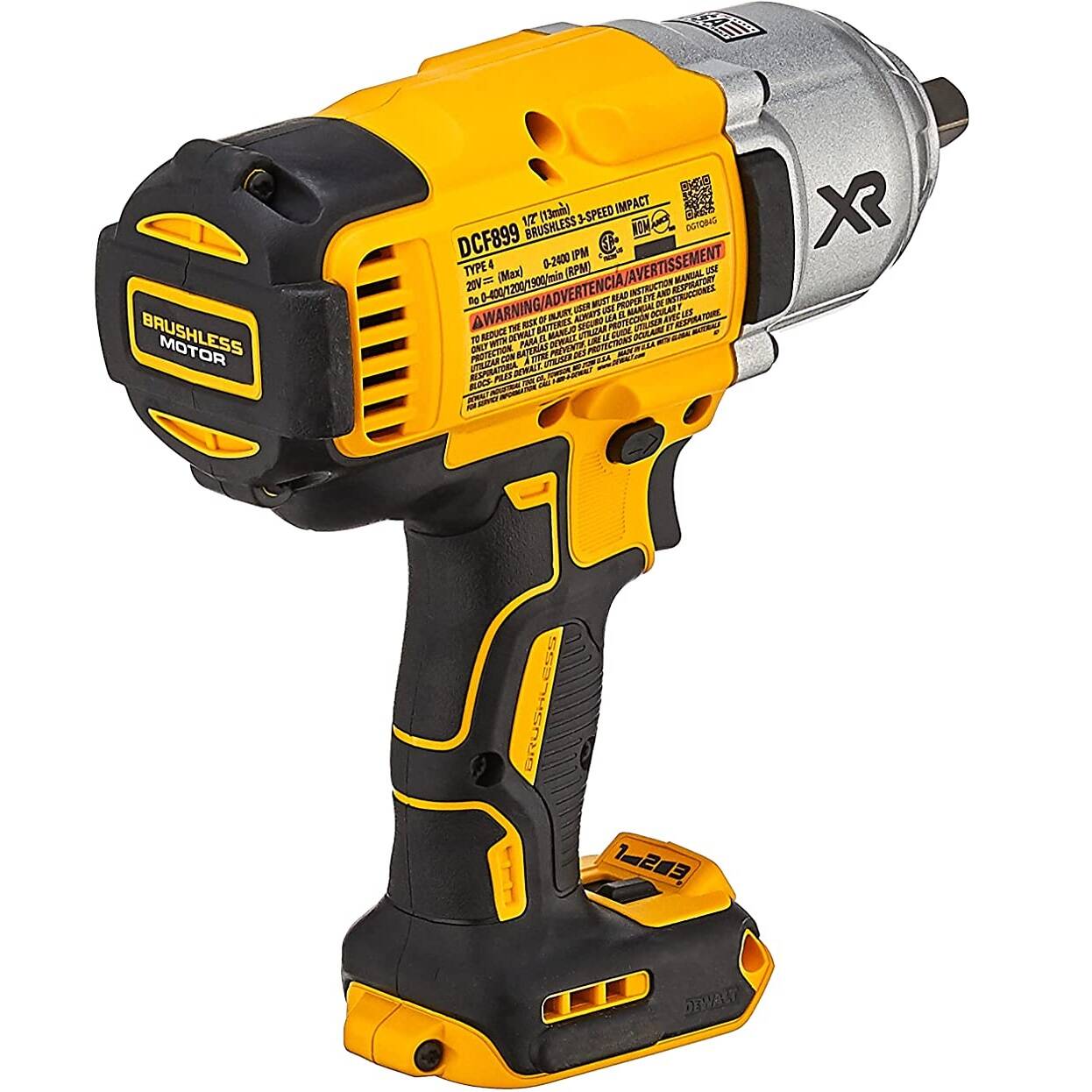 DEWALT 20V MAX XR Brushless High Torque 1/2" Impact Wrench with Detent Anvil, Cordless, Tool Only (DCF899B)