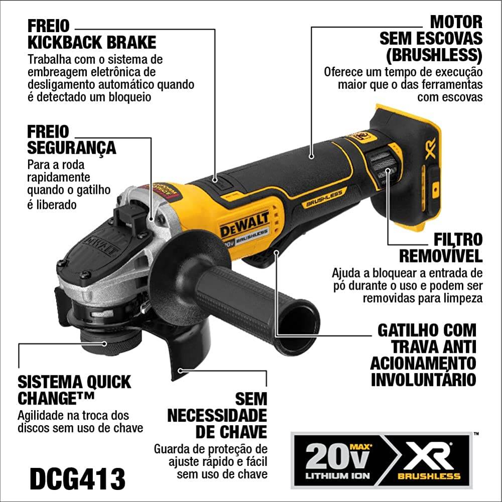 DEWALT 20V MAX* Angle Grinder Tool, Tool Only (DCG413B)