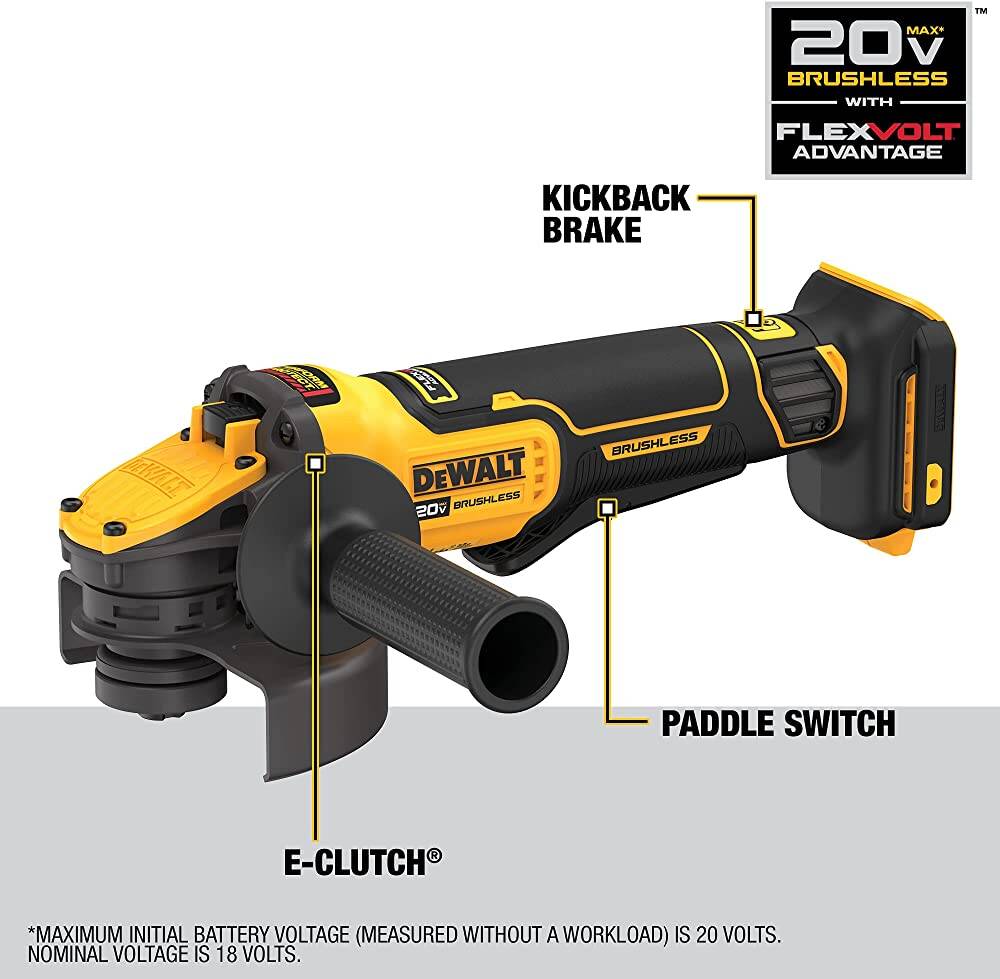 DEWALT DCG416B FLEXVOLT ADVANTAGE 20V MAX Angle Grinder, Paddle Switch 4-1/2-Inch to 5-Inch (Tool Only)