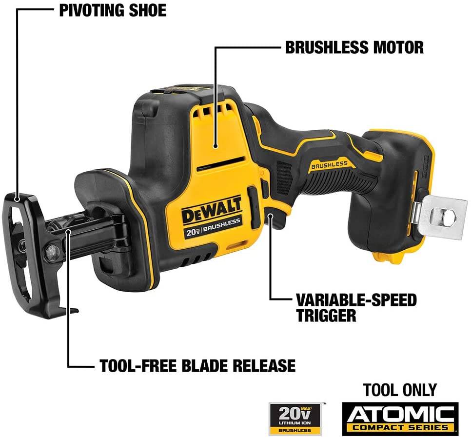 DEWALT ATOMIC 20V MAX* Reciprocating Saw, One-Handed, Cordless, Tool Only (DCS369B)