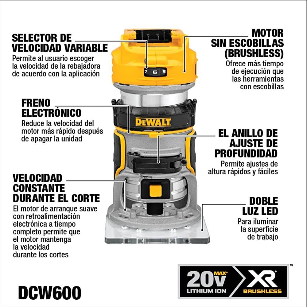 DEWALT 20V Max XR Cordless Router Brushless Tool Only (DCW600B)