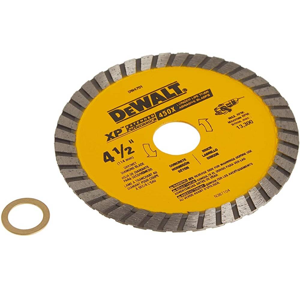 DEWALT Diamond Blade, Dry or Wet Cutting, Continuous Rim, 7/8-Inch Arbor, 4-1/2-Inch (DW4701)