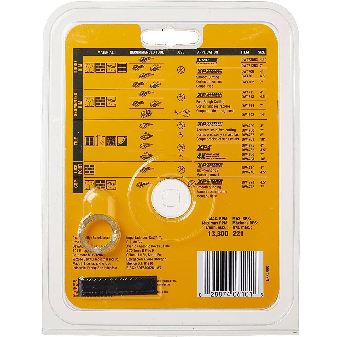 DEWALT Diamond Blade, Dry or Wet Cutting, Continuous Rim, 7/8-Inch Arbor, 4-1/2-Inch (DW4701)