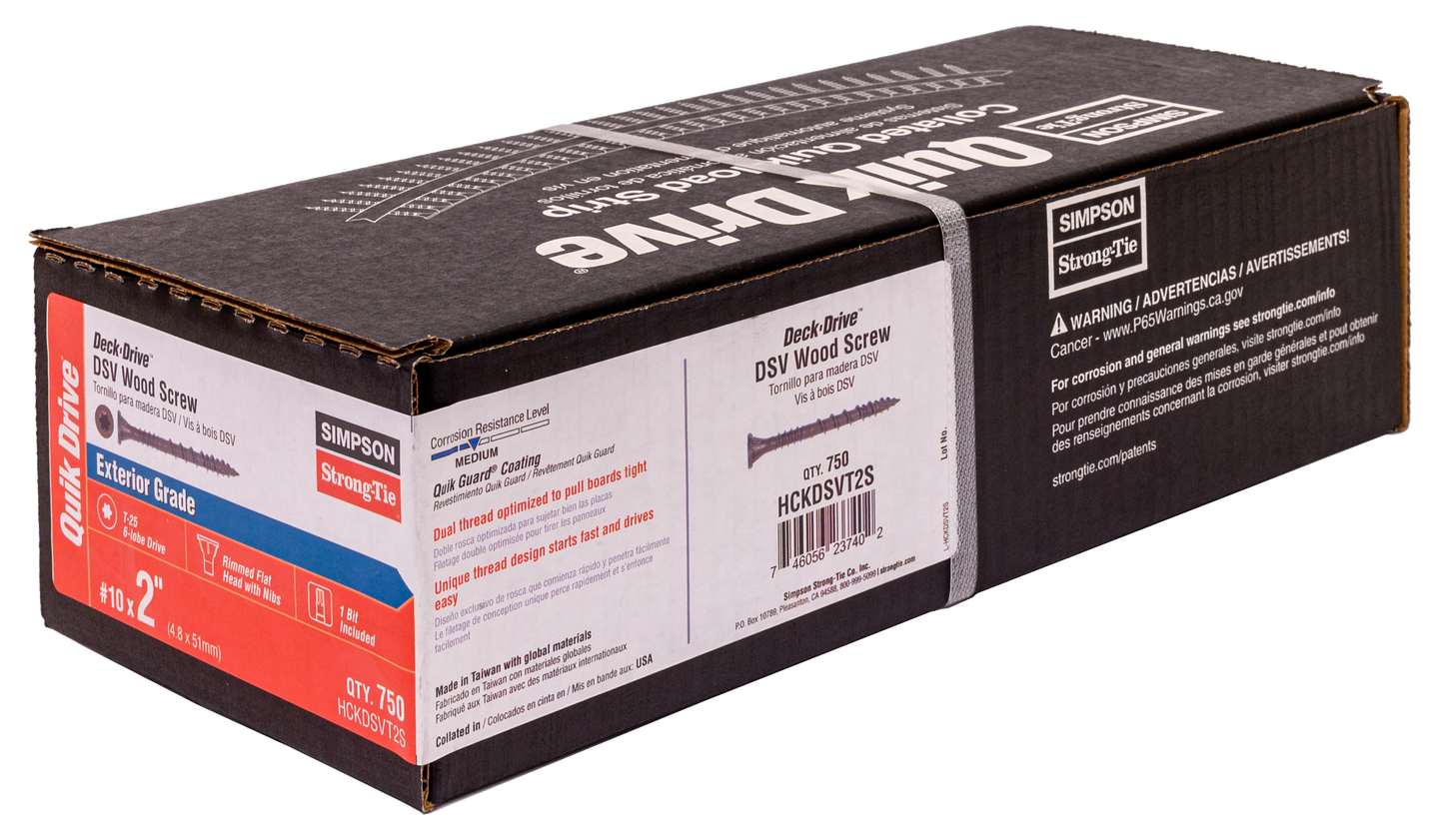 Simpson Strong-Tie HCKDSVT2S Deck-Drive™ DSV WOOD Screw (Collated) — #10 x 2 in. T25 6-Lobe, Tan (750-Qty) (Pack of 176)