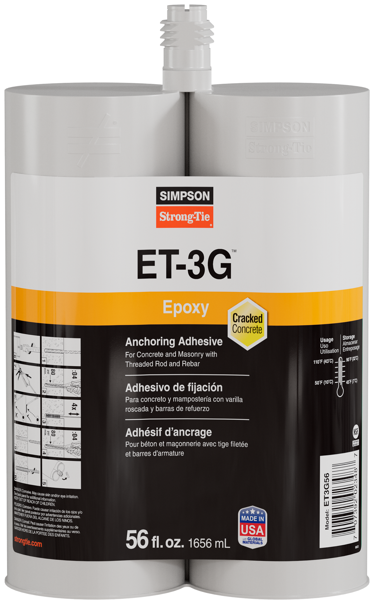 Simpson Strong-Tie ET3G56 ET-3G™ 56 oz. Epoxy Adhesive Cartridge