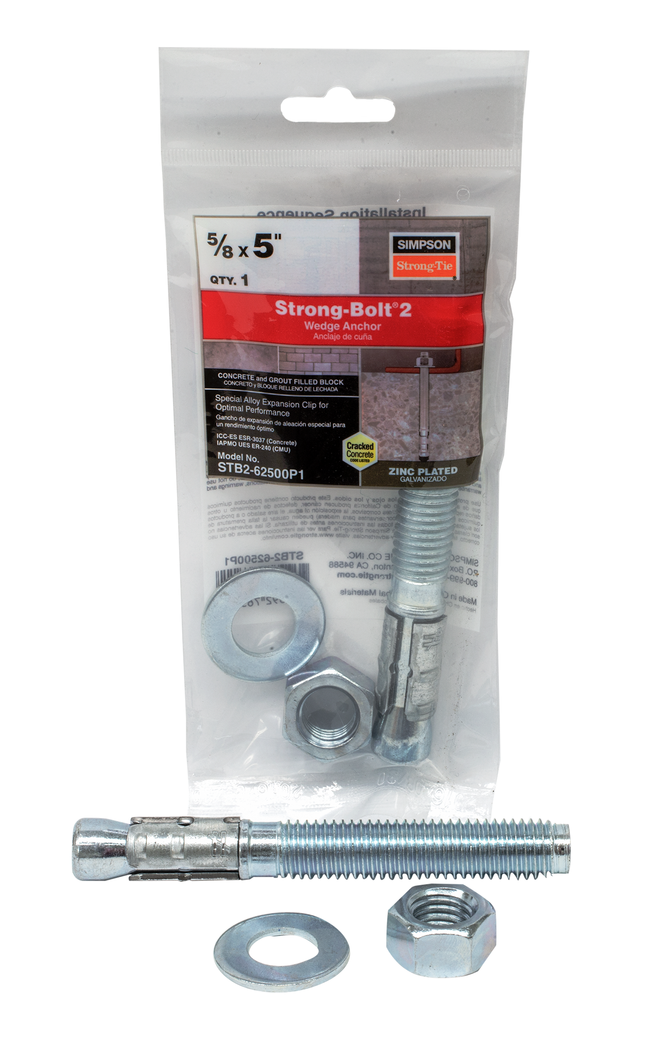 Simpson Strong-Tie STB2-62500P1 Strong-Bolt® 2 — 5/8 in. x 5 in. Wedge Anchor (Pack of 10)