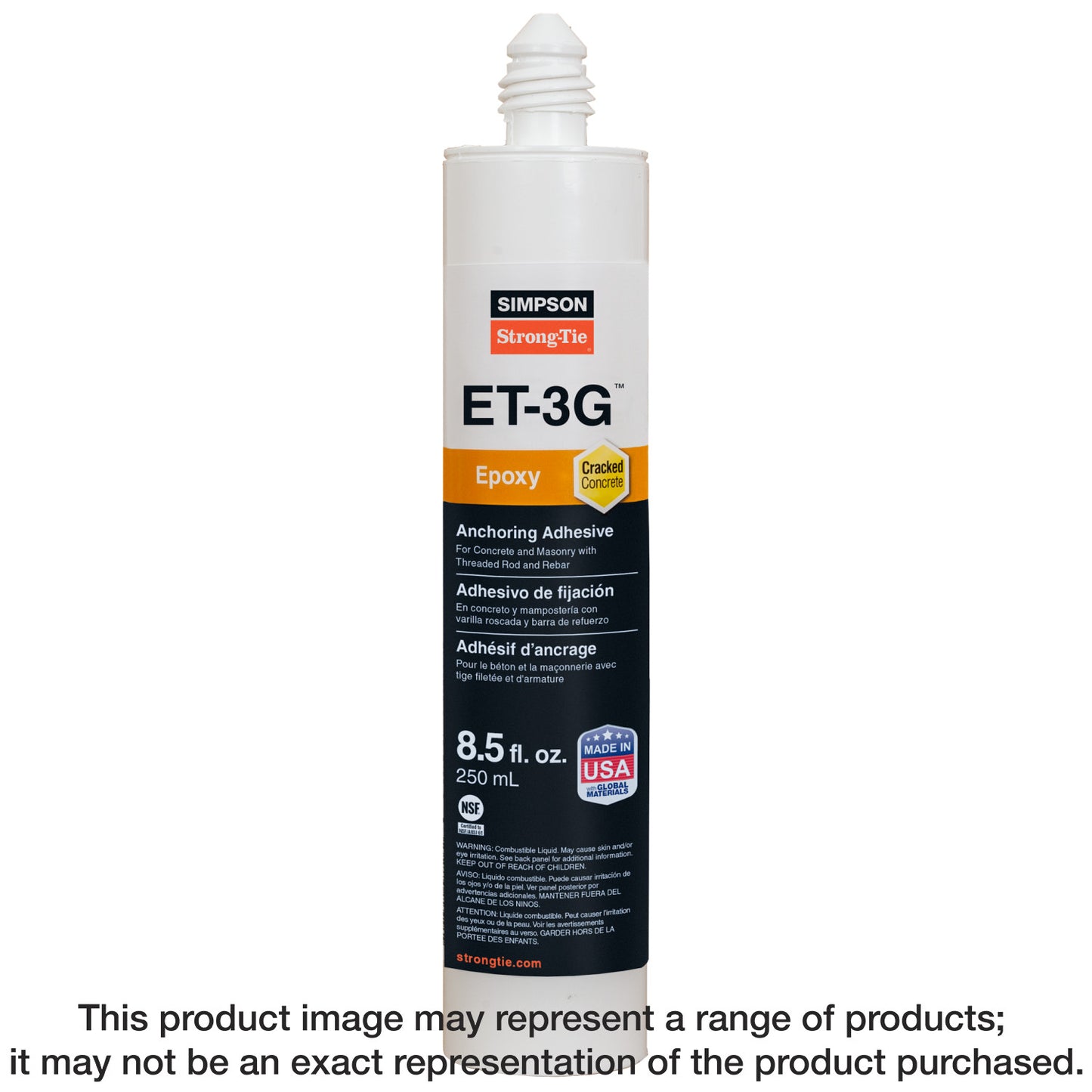 Simpson Strong-Tie ET3G10 ET-3G™ 8.5 oz. Epoxy Adhesive Cartridge w/ Nozzle and Extension