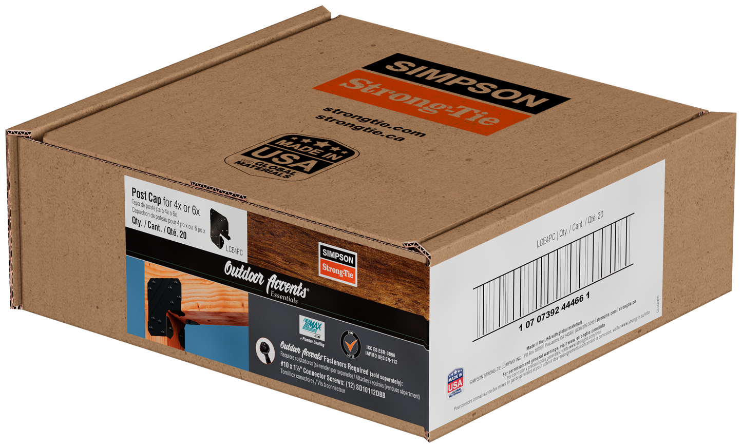 Simpson Strong-Tie LCE4PC Outdoor Accents® LCEPC ZMAX®, Black Powder-Coated End Post Cap for 4x (Pack of 3000)