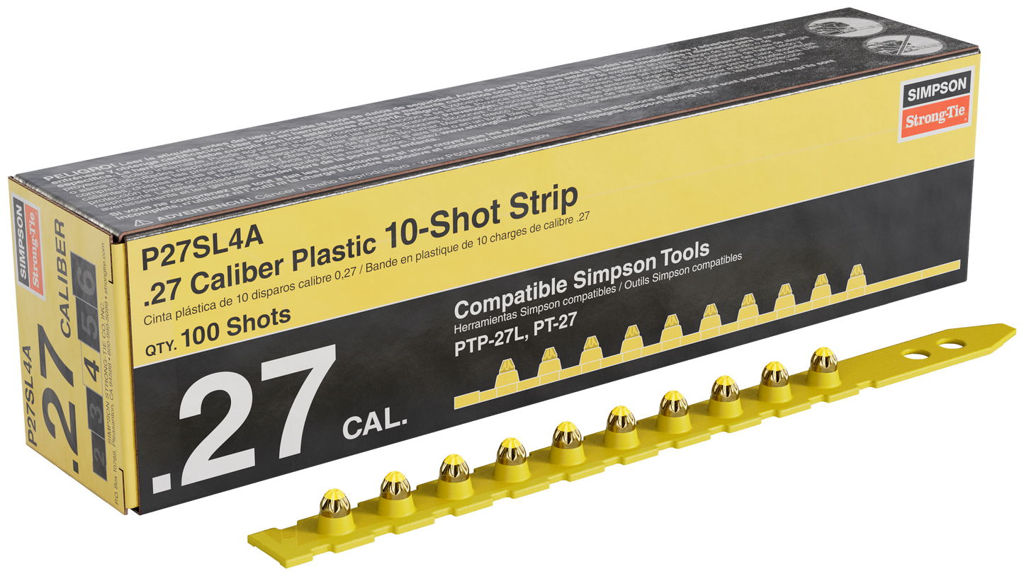 Simpson Strong-Tie P27SL4A P27SL 0.27-Caliber Plastic, 10-Shot Strip Loads, Yellow - Imported (100-Qty) (Pack of 3000)