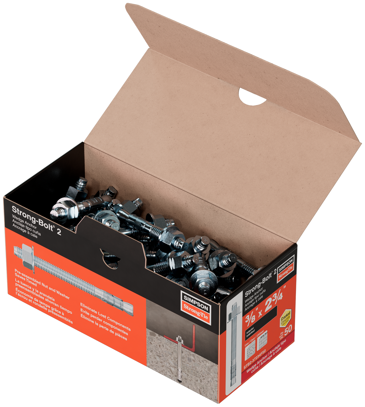 Simpson Strong-Tie STB2-37234 Strong-Bolt® 2 — 3/8 in. x 2-3/4 in. Wedge Anchor (50-Qty) (Pack of 560)