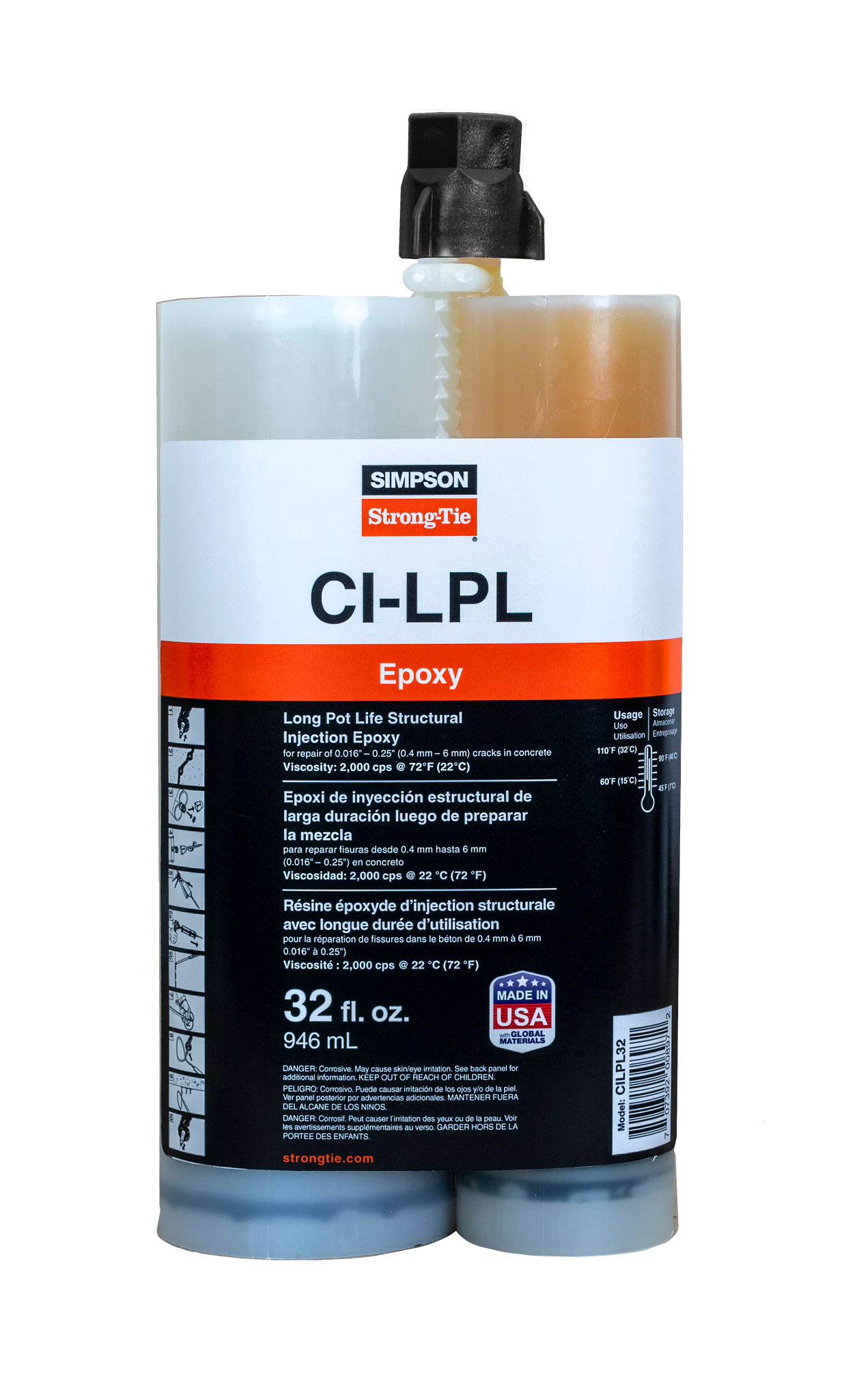 Simpson Strong-Tie CILPL32 CI-LPL™ Long Pot Life Structural Injection Epoxy (32 oz.) (Pack of 375)