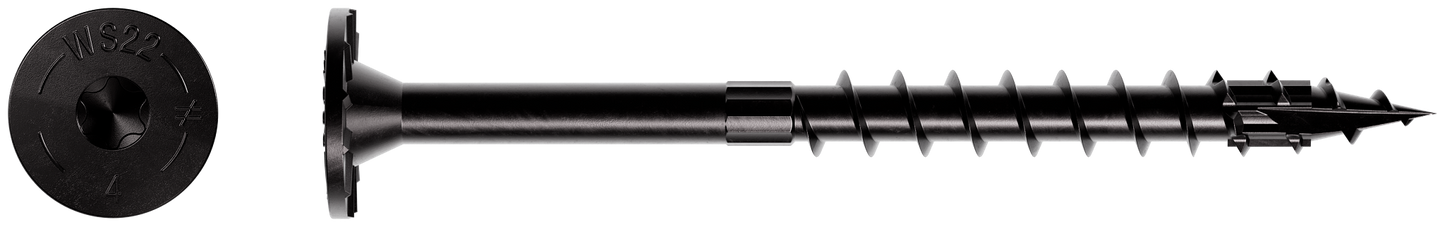 Simpson Strong-Tie SDWS22400DBB-RP1 Strong-Drive® SDWS™ TIMBER Screw (Exterior Grade) — 0.220 in. x 4 in. T40, Black (Pack of 40)