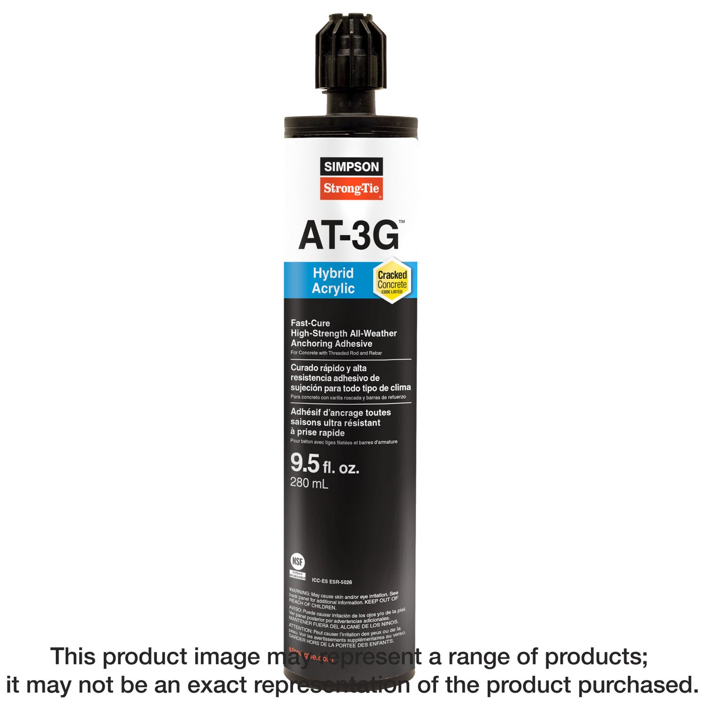 Simpson Strong-Tie AT3G10 AT-3G™ 9.5-oz. High-Strength Acrylic Anchoring Adhesive Cartridge w/ Nozzle