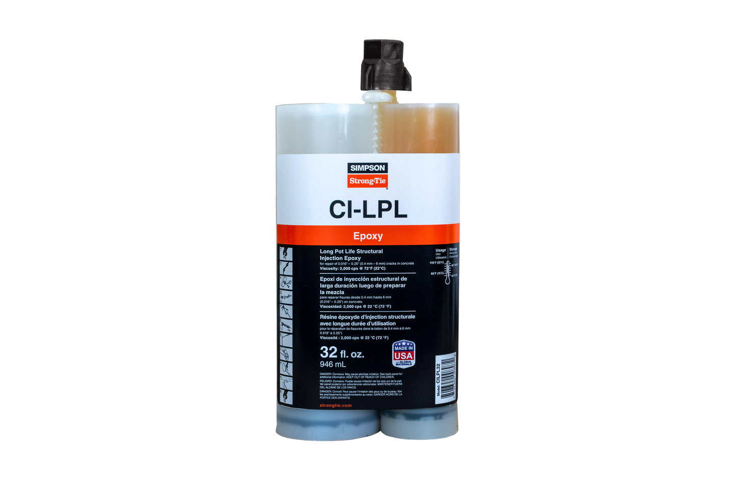 Simpson Strong-Tie CILPL32 CI-LPL™ Long Pot Life Structural Injection Epoxy (32 oz.)