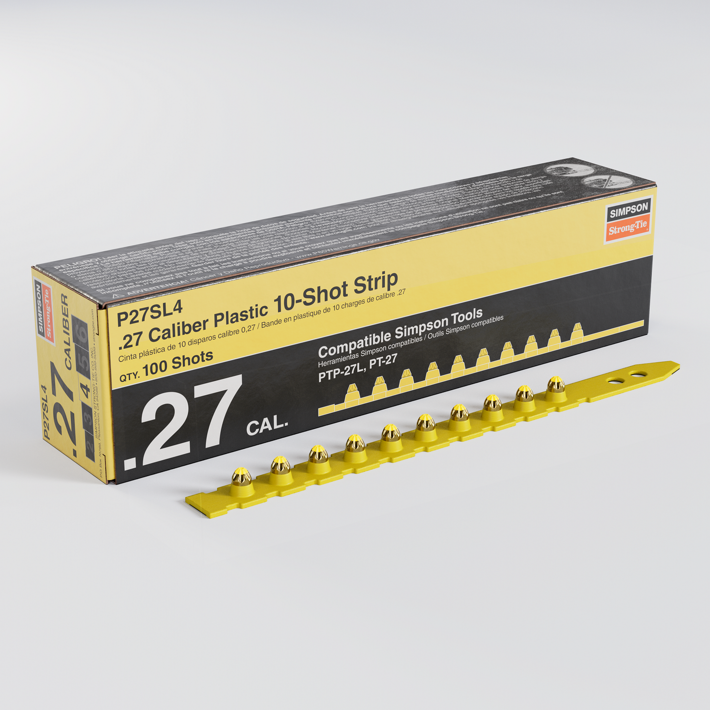 Simpson Strong-Tie P27SL4 P27SL 0.27-Caliber Plastic, 10-Shot Strip Loads, Yellow (100-Qty) (Pack of 100)