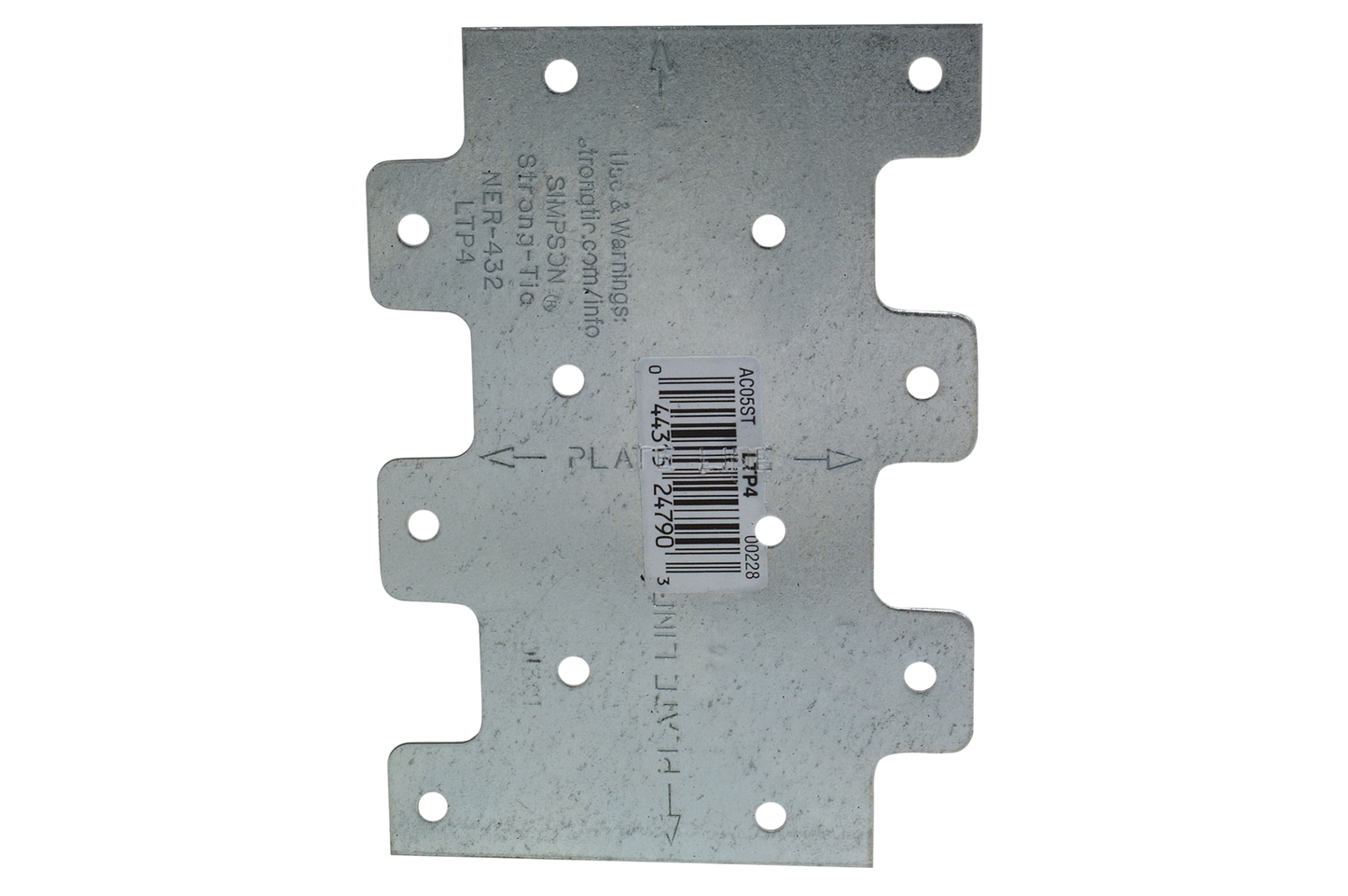 Simpson Strong-Tie LTP4Z LTP 3 in. x 4-1/4 in. ZMAX® Galvanized Lateral Tie Plate (Pack of 19200)