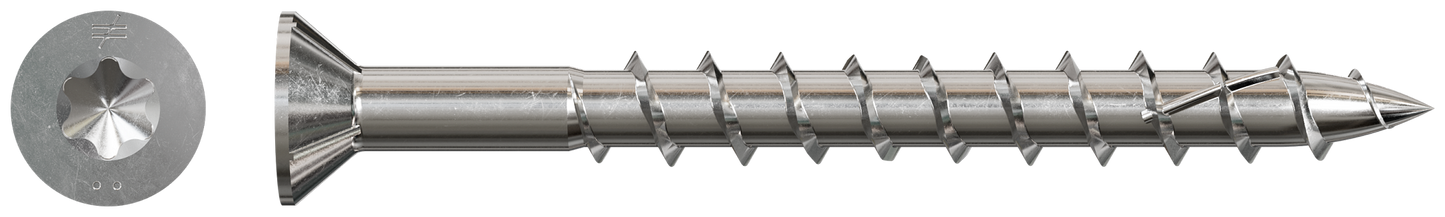 Simpson Strong-Tie SSDWP212S316 Deck-Drive™ DWP WOOD SS Screw (Collated) — #10 x 2-1/2 in. T25 6-Lobe Type 316 (1500-Qty) (Pack of 100)