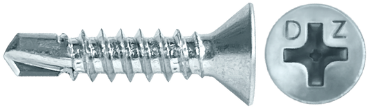 DAGGERZ FPSDZ08112 8 x 1-1/2 phillips flat head self drill screws zinc