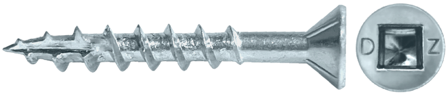 DAGGERZ DLFLSQZ081158 8 x 1-5/8 square flat w/nibs type 17 coarse wood screws zinc