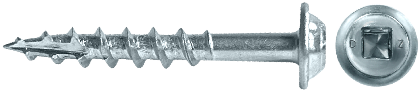DAGGERZ DLRWSQZ08200 8 x 2 square round washer head type 17 coarse wood screws zinc