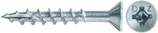 DAGGERZ DLFLSPZ08100 8 x 1 square-phillips flat w/nibs type 17 coarse wood screws zinc