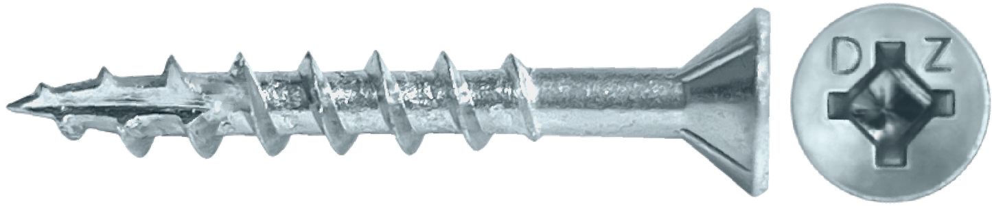 DAGGERZ DLFLSPZ081104 8 x 1-1/4 square-phillips flat w/nibs type 17 coarse wood screws zinc