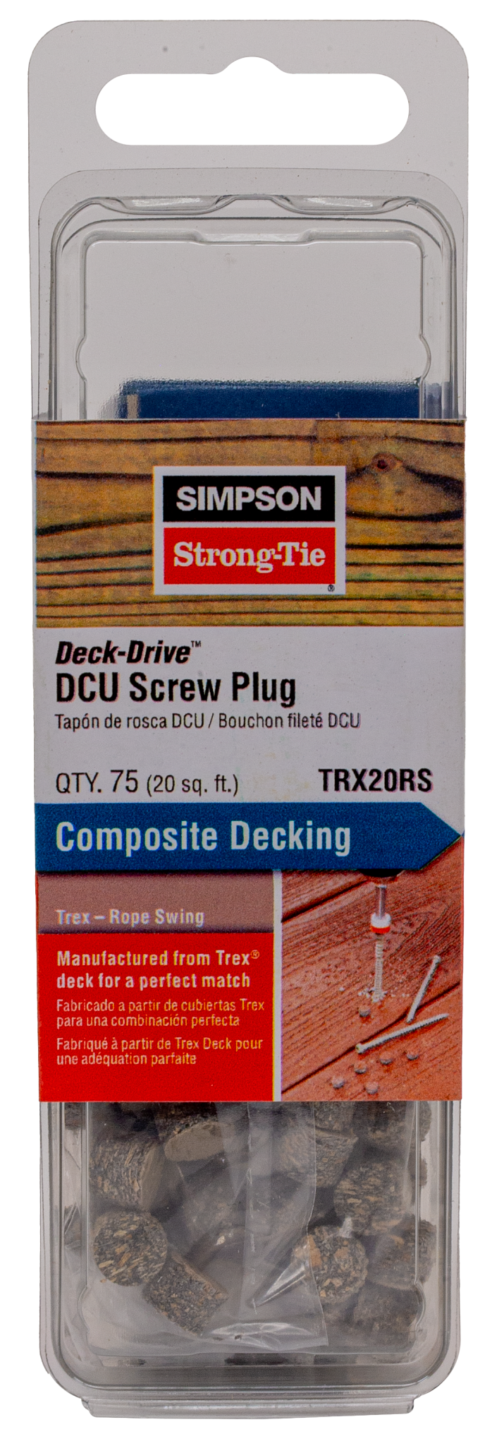 Simpson Strong-Tie TRX20RS Deck-Drive™ DCU Screw Plug — Trex Rope Swing (75-Qty)